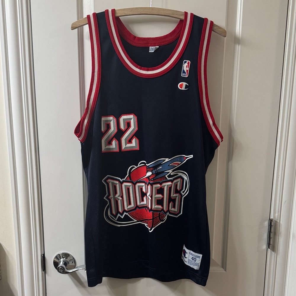 Houston Rockets #22 Clyde Drexler Champion NBA Basketball Jersey Size 40
